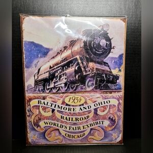 1934 Baltimore And Ohio Railroad World's Fair Exhibit Chocago Tin Sign